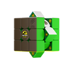 Jurassic World magnetic cube twisted to show green inner shell and amber magnet capsules