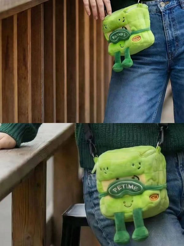 YJ PB Time Plush Crossbody Cube Bag