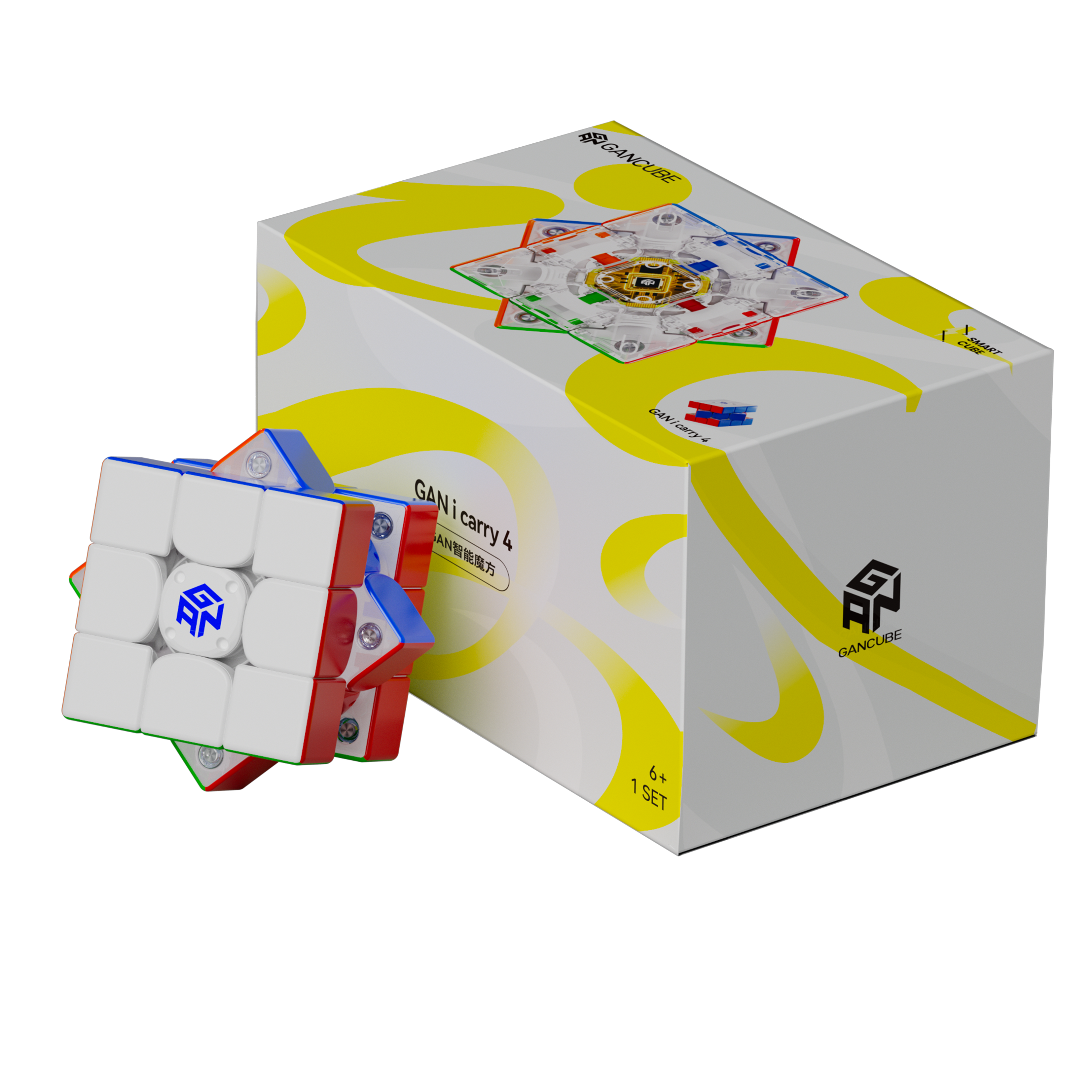 GAN 356 iCarry 4 Smart Cube Magnetische magische kubus, 3 x 3 GAN 356 iCarry 4 Smart Cube Magnetische magische kubus, 3 x 3