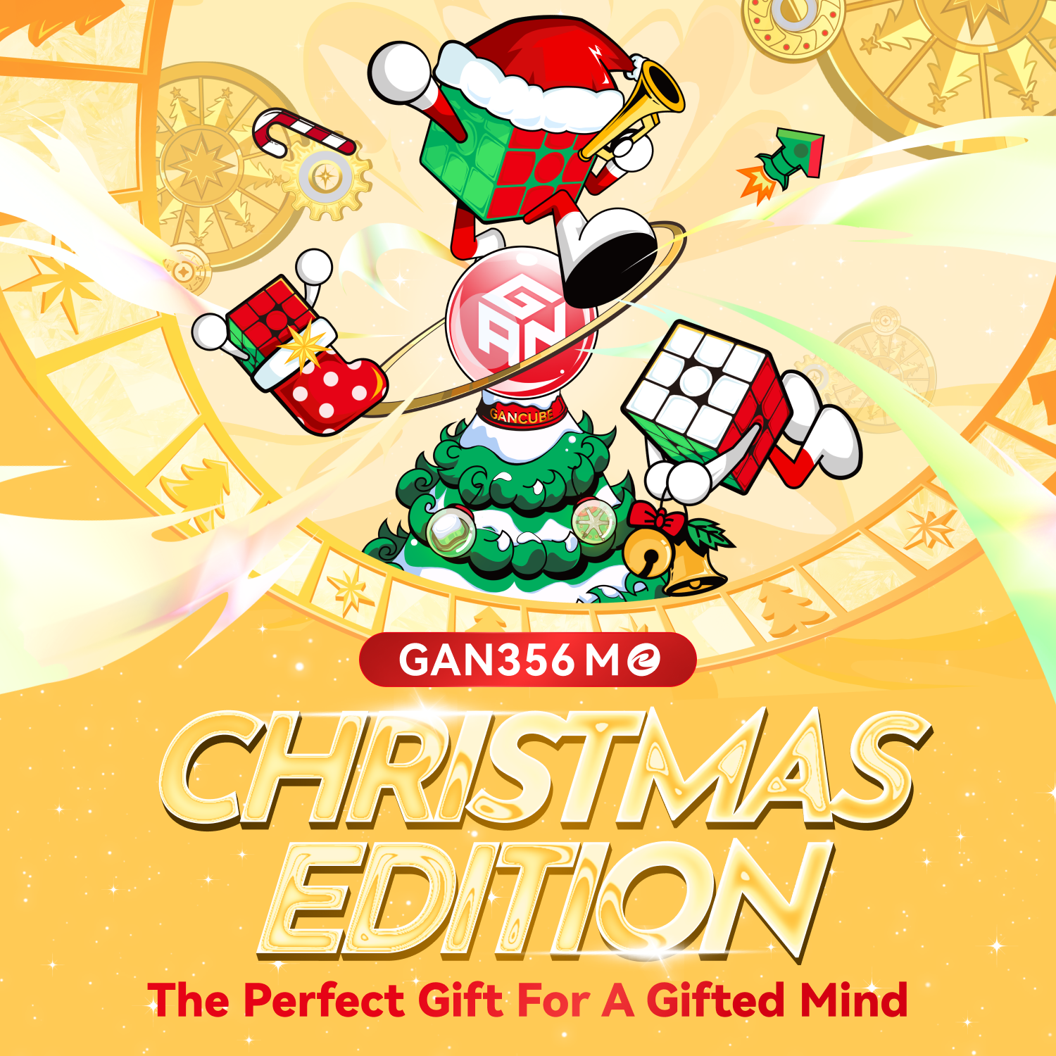 Cubo De Rubik GAN 356 ME Edición Navidad - Magnético, Velocidad 3x3, GES Pro , Ajustable, Regalo Coleccionista Cubo De Rubik GAN 356 ME Edición Navidad - Magnético, Velocidad 3x3, GES Pro , Ajustable, Regalo Coleccionista